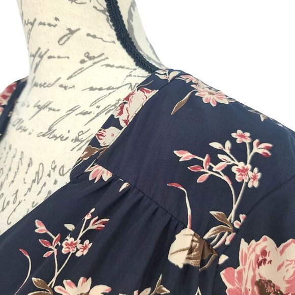 41 Hawthorn Roll Tab Sleeves Floral Print Shift Dress Large - Picture 5 of 11